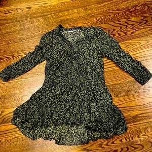 Zara green and black angel ruffle dress